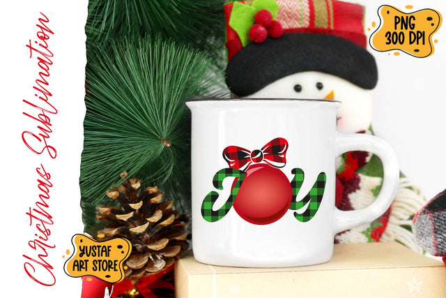 Christmas "Joy" buffalo plaid design with Christmas Ball Sublimation Yustaf Art Store 