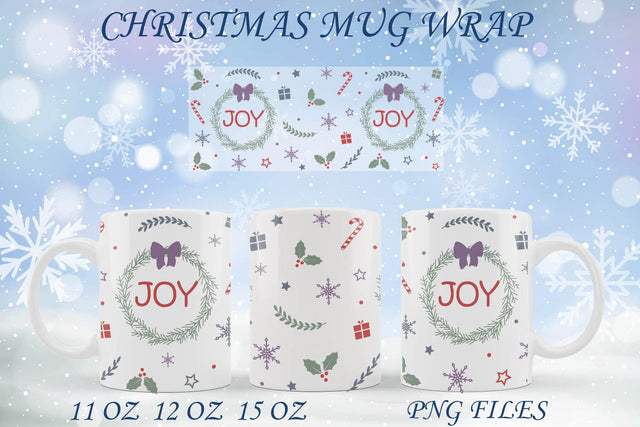 Christmas Joy mug wrap png, 11oz 12oz 15oz winter mug sublimation Sublimation AnastasiyaArtDesign 