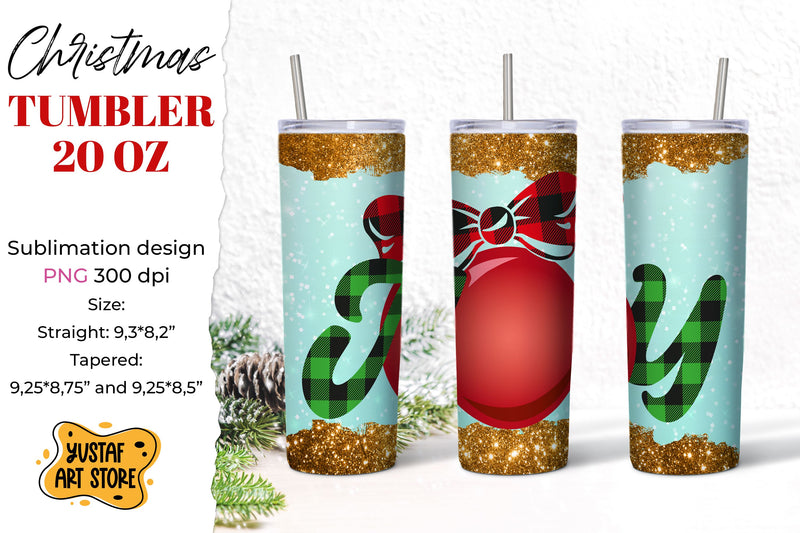 Christmas Joy tumbler sublimation wrap shine, gold glitter Sublimation Yustaf Art Store 