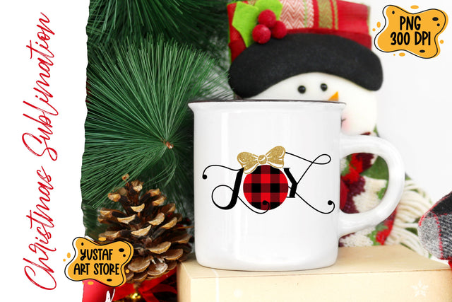 Christmas Joy with Ball Buffalo plaid. Sublimation design Sublimation Yustaf Art Store 