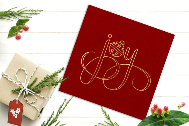 Christmas Joy with Bell SKETCH Single Line Drawing SVG SVG Designed by Geeks 