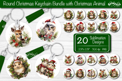 Christmas Keychain Bundle Keychain PNG Sublimation Bundle Christmas Cute Animal PNG Sublimation Createya Design 