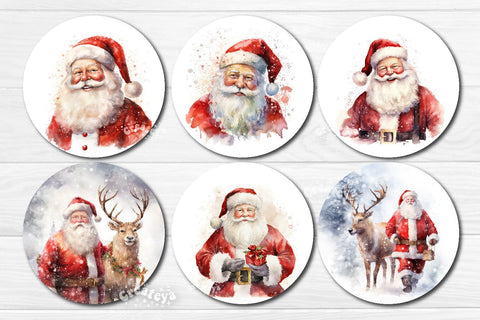 Christmas Keychain Bundle Keychain PNG Sublimation Bundle Watercolor Santa PNG Sublimation Createya Design 