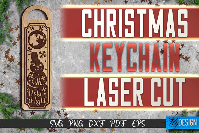 Christmas Keychain Laser Cut SVG | Christmas Keychain SVG Design | CNC Files SVG Fly Design 
