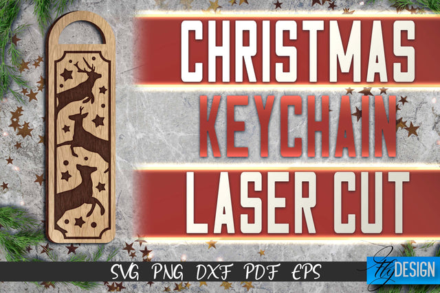 Christmas Keychain Laser Cut SVG | Christmas Keychain SVG Design | CNC Files SVG Fly Design 