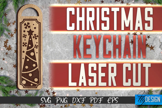 Christmas Keychain Laser Cut SVG | Christmas Keychain SVG Design | CNC Files SVG Fly Design 