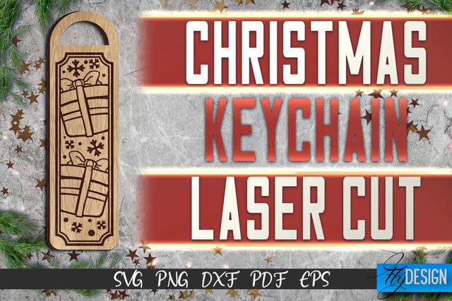 Christmas Keychain Laser Cut SVG | Christmas Keychain SVG Design | CNC Files SVG Fly Design 