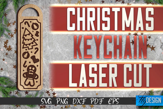Christmas Keychain Laser Cut SVG | Christmas Keychain SVG Design | CNC Files SVG Fly Design 