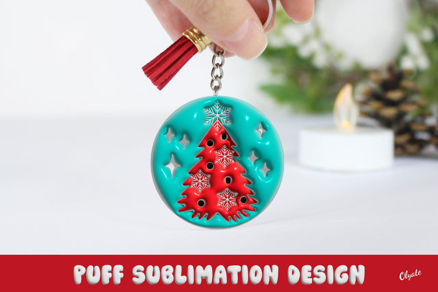 Christmas Keychain PNG. 3D Inflated Christmas Tree Sublimation Olga Terlyanskaya 