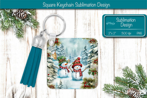 Christmas Keychain PNG Sublimation Acrylic keychains Watercolor Snowman PNG Sublimation Createya Design 