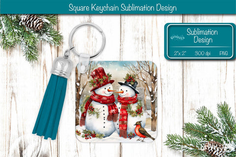 Christmas Keychain PNG Sublimation Acrylic keychains Watercolor Snowman PNG Sublimation Createya Design 
