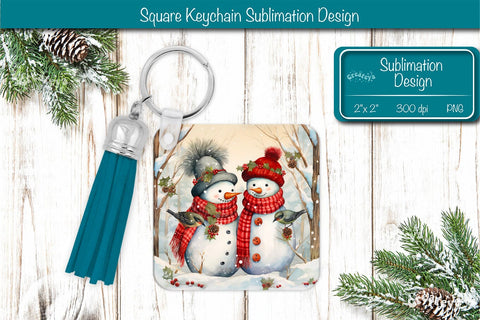 Christmas Keychain PNG Sublimation Acrylic keychains Watercolor Snowman PNG Sublimation Createya Design 
