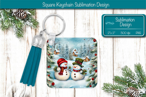 Christmas Keychain PNG Sublimation Acrylic keychains Watercolor Snowman PNG Sublimation Createya Design 