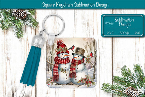 Christmas Keychain PNG Sublimation Acrylic keychains Watercolor Snowman PNG Sublimation Createya Design 
