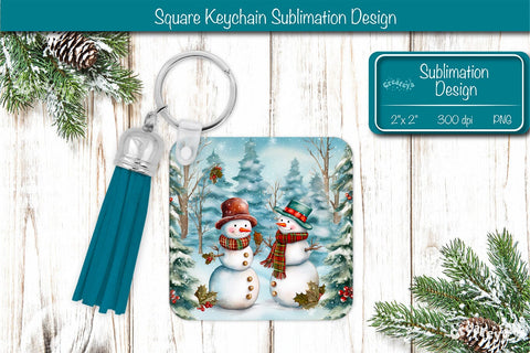 Christmas Keychain PNG Sublimation Acrylic keychains Watercolor Snowman PNG Sublimation Createya Design 