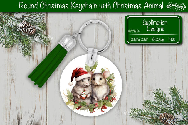Christmas Keychain PNG Sublimation Christmas Cute Animal Couple PNG Sublimation Createya Design 