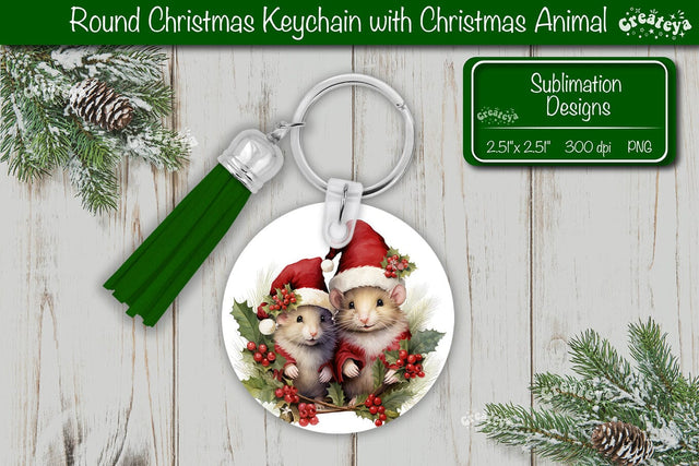 Christmas Keychain PNG Sublimation Christmas Cute Animal Couple PNG Sublimation Createya Design 