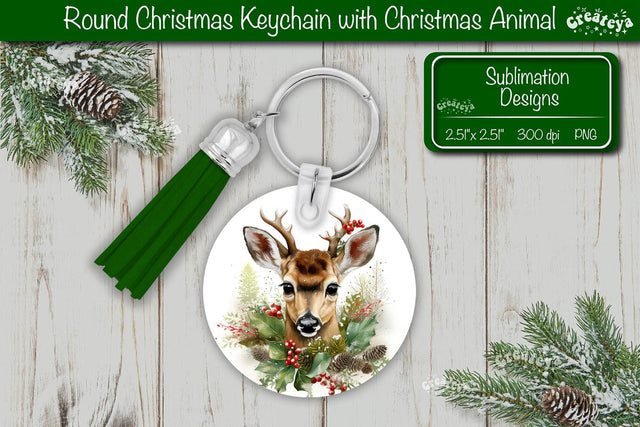 Christmas Keychain PNG Sublimation Christmas Cute Animal PNG Sublimation Createya Design 