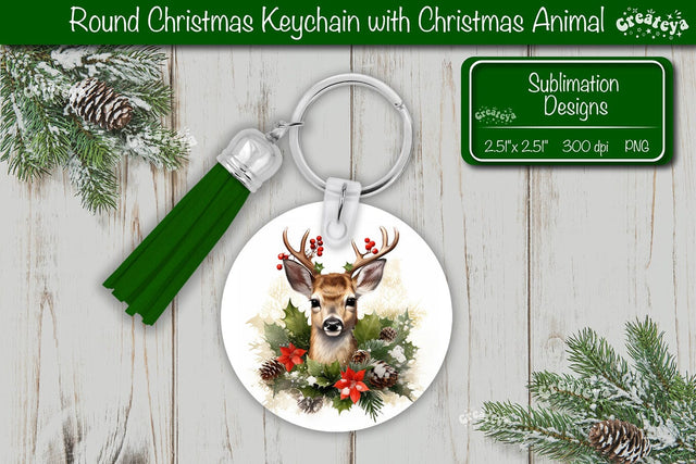 Christmas Keychain PNG Sublimation Christmas Cute Animal PNG Sublimation Createya Design 