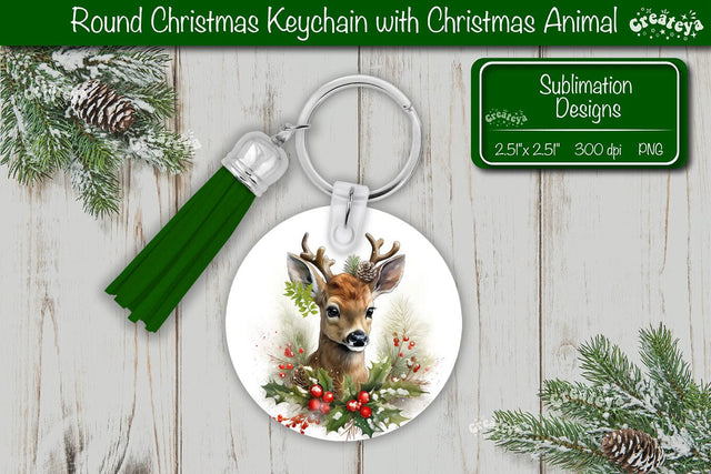 Christmas Keychain PNG Sublimation Christmas Cute Animal PNG Sublimation Createya Design 