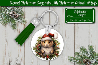 Christmas Keychain PNG Sublimation Christmas Cute Animal PNG Sublimation Createya Design 