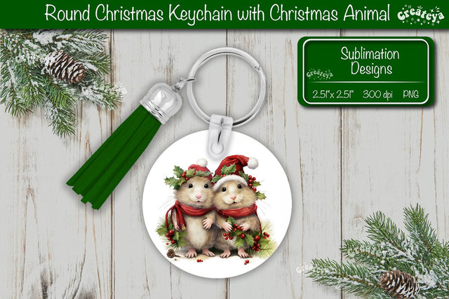 Christmas Keychain PNG Sublimation Christmas Cute Animal PNG SVG Createya Design 