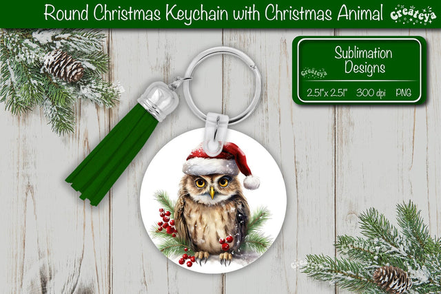 Christmas Keychain PNG Sublimation Christmas Owl Cute Animal PNG Sublimation Createya Design 