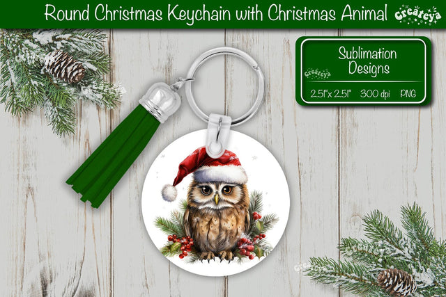 Christmas Keychain PNG Sublimation Christmas Owl Cute Animal PNG Sublimation Createya Design 