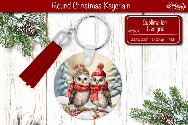 Christmas Keychain PNG Sublimation Christmas Watercolor and Owl PNG Sublimation Createya Design 