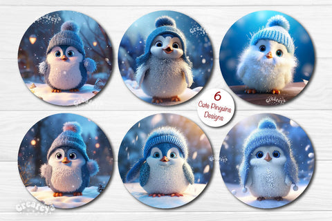 Christmas Keychain Sublimation Bundle Keychain round PNG Christmas Baby Animals prints Sublimation Createya Design 