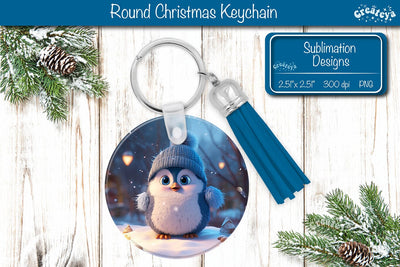 Christmas Keychain Sublimation Penguin Christmas Baby Animals print PNG SVG Createya Design 