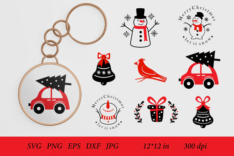 Christmas Keychain SVG. Snowman SVG. Keychain Bundle SVG SVG Olga Terlyanskaya 