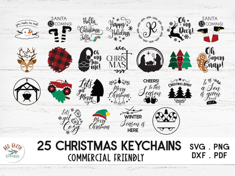 Christmas keychains bundle SVG, Christmas round sign bundle SVG Redearth and gumtrees 