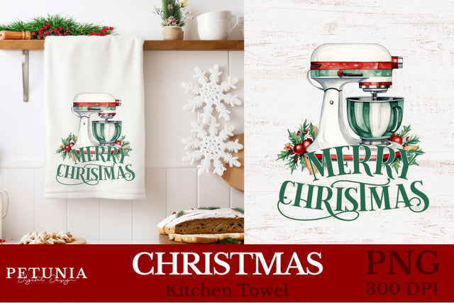 Christmas Kitchen Towel | Christmas Sublimation Designs Sublimation Petunia Digital Design 