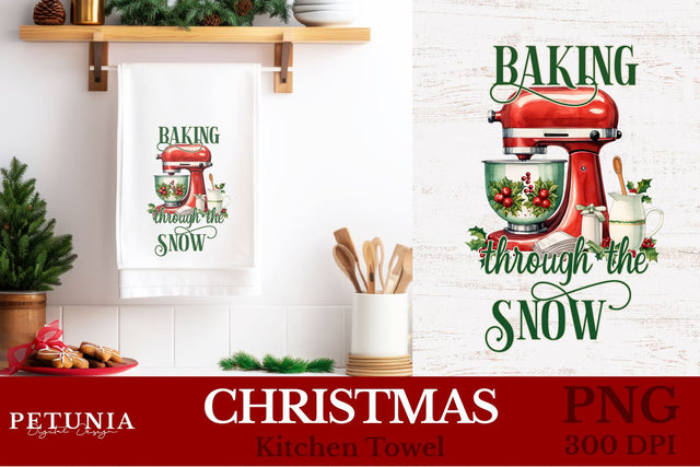 Christmas Kitchen Towel | Christmas Sublimation Designs Sublimation Petunia Digital Design 