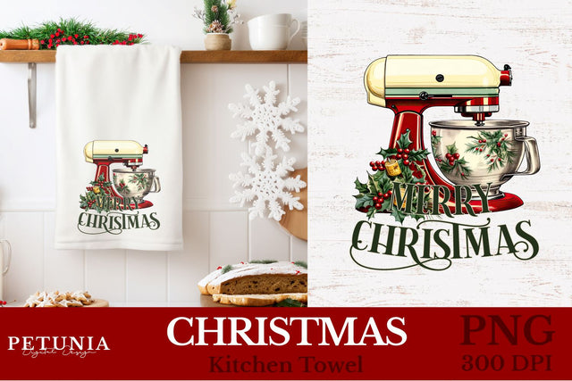 Christmas Kitchen Towel | Christmas Sublimation Designs Sublimation Petunia Digital Design 