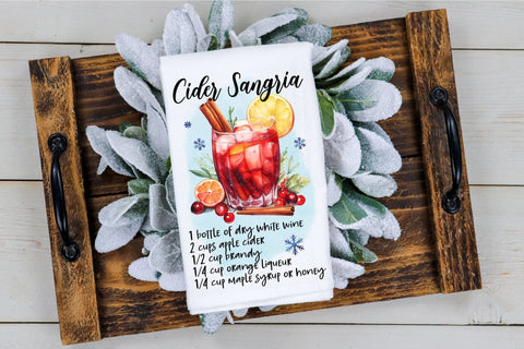 Christmas Kitchen Towel Sublimation Bundle, Cocktail Recipe Sublimation OrangeBrushStudio 