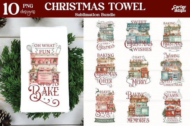 Christmas Kitchen Towel Sublimation Bundle Sublimation Carla C Designs 