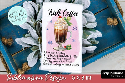 Christmas Kitchen Towel Sublimation, Cocktail Recipe Design Sublimation OrangeBrushStudio 