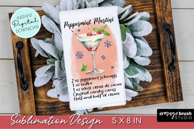 Christmas Kitchen Towel Sublimation, Cocktail Recipe Design Sublimation OrangeBrushStudio 