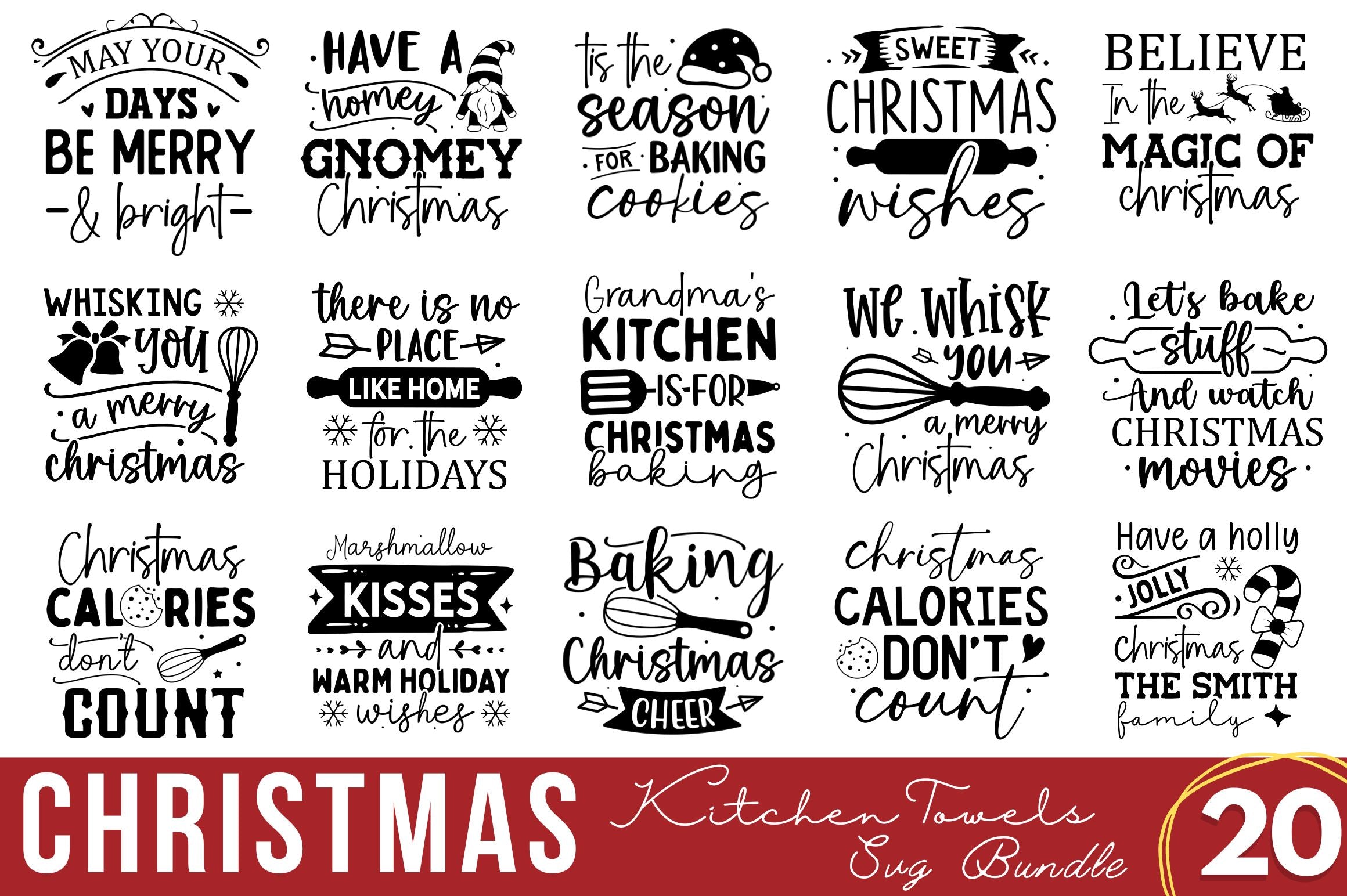 Christmas Kitchen Towels SVG Bundle - So Fontsy