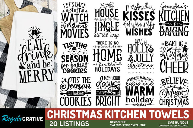 Christmas Kitchen Towels SVG Bundle SVG Regulrcrative 