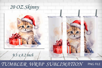 Christmas kitten tumbler wrap png, Winter 20 oz tumbler wrap sublimation Sublimation AnastasiyaArtDesign 