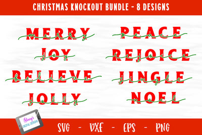 Christmas Knockout Bundle - 8 Christmas Words SVG Stacy's Digital Designs 