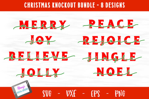 Christmas Knockout Bundle - 8 Christmas Words SVG Stacy's Digital Designs 