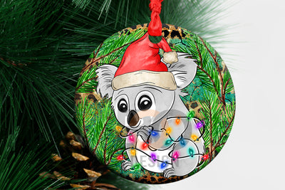 Christmas Koala Ornament Png Sublimation Design, Christmas Koala Round Earrings, Koala Ornaments Png, Koala Png,Merry Christmas Png Download Sublimation BOO-design 
