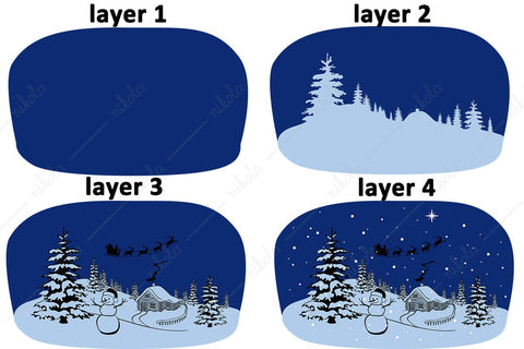 Christmas Landscape Winter Cabin Snowman Santa Sleigh SVG EPS PNG PDF SVG nikola 