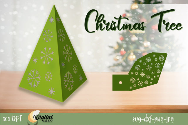 Christmas Lantern Paper Cut. 3D Christmas Trees Lantern SVG. 3D Paper Evgenyia Guschina 