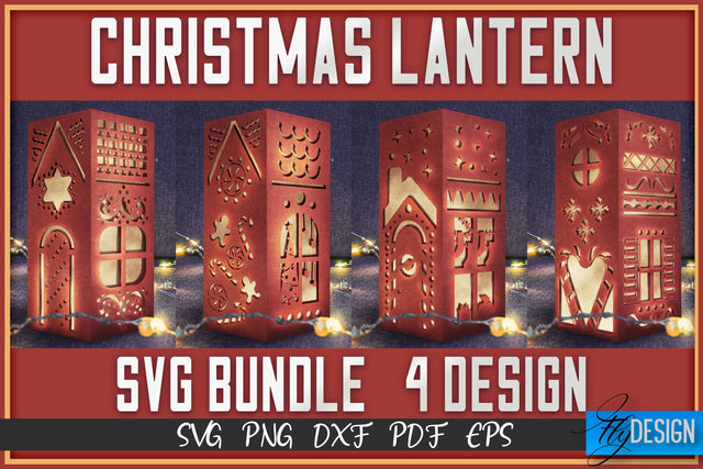 Christmas Lantern SVG Bundle | Paper Cut SVG | Christmas Design SVG Fly Design 