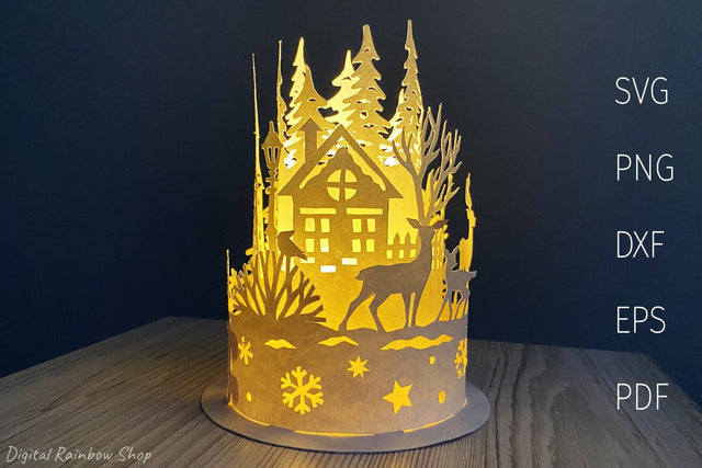 Christmas lantern svg, paper lantern template SVG Digital Rainbow Shop 